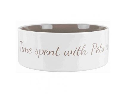 Pet's home ceramic bowl, cream/brown grey