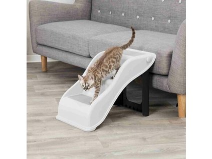 Anti-Rutsch-Treppe, 34 × 39 × 54 cm, belastbar bis 40 kg, lichtgrau