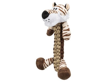 Tiger mit geflochtenem Körper, robustes Spielzeug mit Sound, 32 cm
