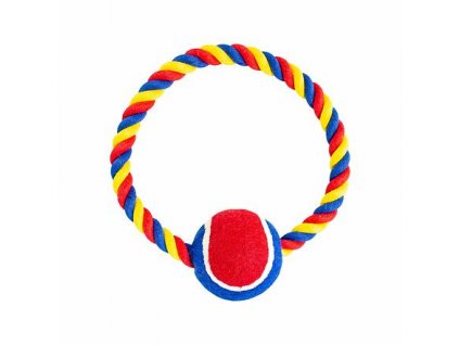 Cerc din bumbac HipHop cu minge de tenis 6 cm, 18 cm / 140 g roșu, albastru, alb