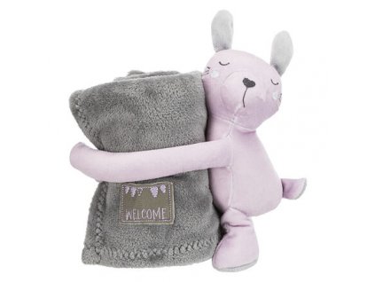 JUNIOR set - blanket 75 x 50 cm + teddy bear, gray/light purple