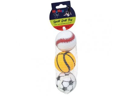 Sportovní tenisový míč pískací 6,5 cm (3ks v bal.) HIPHOP DOG