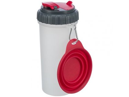 Pojemnik podróżny na wodę i karmę, w zestawie miska, 2 × 0,35 l/ø11 × 23 cm