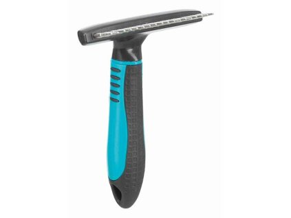 Rake with rotating teeth, anti-slip handle