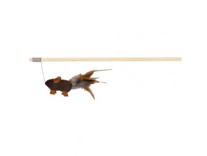 Holzangel mit Plüschmaus und Federn 50 cm