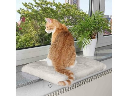 Plush sun lounger for windowsill, light gray 51x36 cm