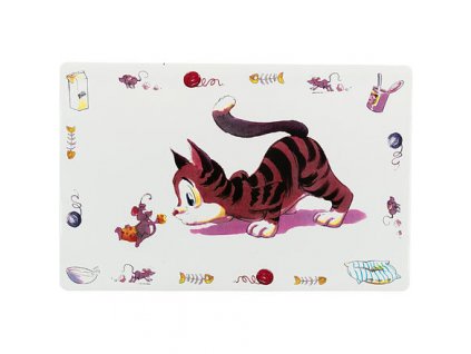 White placemat with cat and mouse 44x28 cm