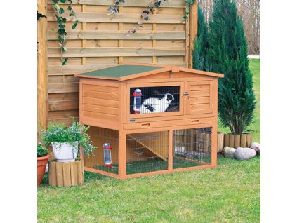 NATURA mega rabbit hutch with run, 124 x 102 x 78 cm, brown