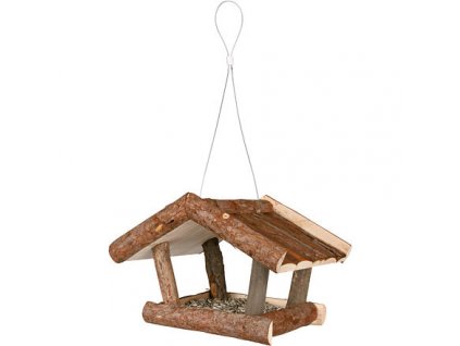 Outdoor bird feeder NATURA hanging, natural wood 32x23x20 cm