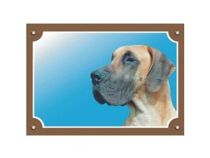 Color sign Beware of dog, Great Dane