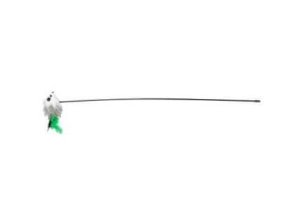 Plastic fishing rod - mouse with feather tail 50 cm