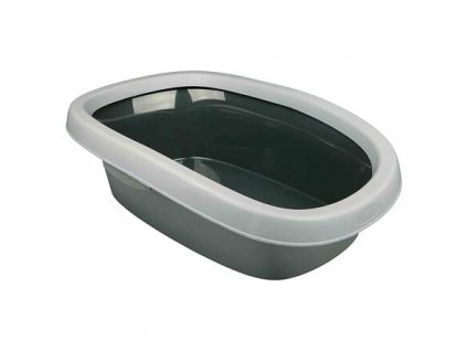 WC pro kočky CARLO, s okrajem, sv. šedá/tm. šedá (Velikost toalety CARLO 31 x 14 x 43 cm)