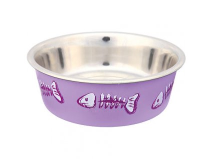 Stainless steel cat bowl with colorful print 0.3 l/12 cm