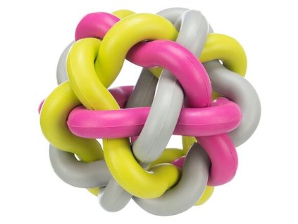 Hard rubber ball, knotted