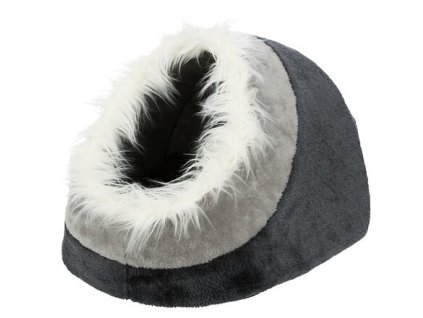 MINOU plyšová jeskyně, světlešedá/tmavošedá (Velikost jeskyně MINOU 35 x 26 x 41cm)