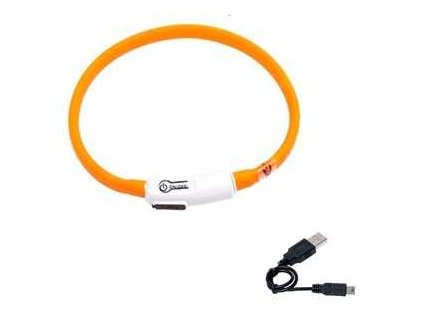 LED obojek dobíjecí Karlie, oranžová 35 cm