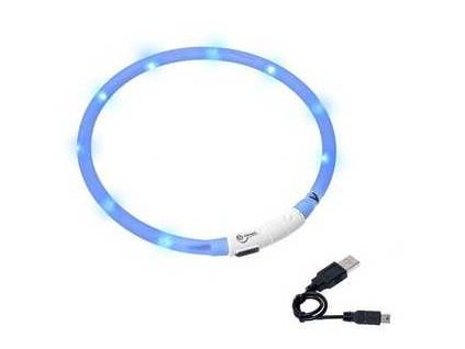 LED obojek dobíjecí Karlie, modrá 75 cm