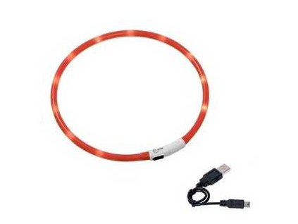 LED obojok dobíjací Karlie, červená 75 cm