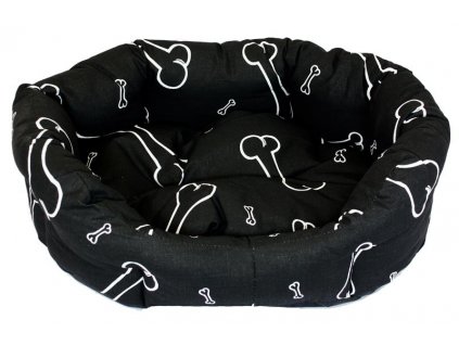 8-seitiges Baumwollbettlaken. Knochen schwarz/weiß 45 cm