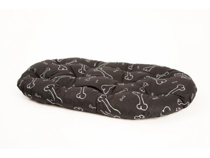 Oval cotton pillow. Bone black/white 80 cm