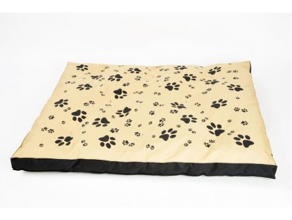 Nylon mattress Sucharda beige/black paw 120 x 100 x 10 cm