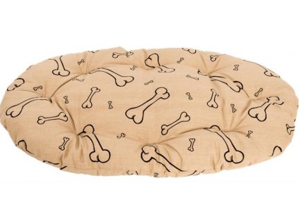 Oval cotton pillow. Bone beige/black 140 cm
