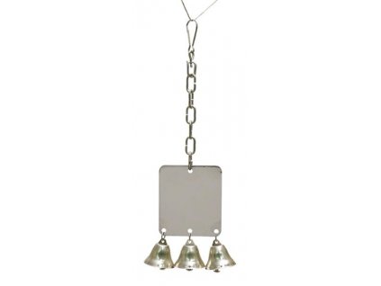 Toy bird metal Mirror + bells Rosewood 27 cm