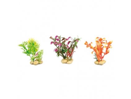 Plastic plant with stones, Flamingo 5x10cm