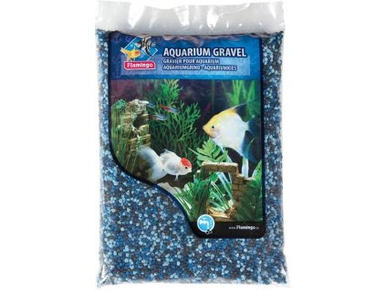 Písek akvarijní modrý mix odstínů Flamingo 1 kg, 2-3 mm