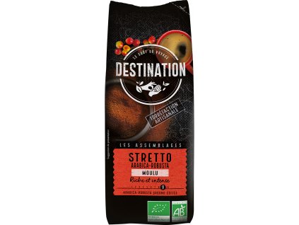 Bio káva mletá Stretto Destination 250 g  + Při koupi 12 a více kusů 3% Sleva