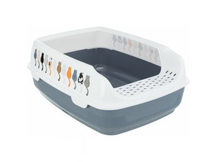 Toilet DELIO with rim and cleaning grate, 38 x 20 x 50 cm, gray/white