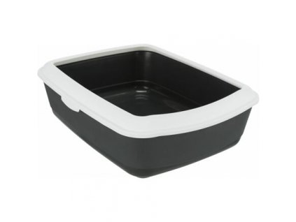 CLASSIC cat litter box, with rim, 37 x 15 x 47 cm, gray/white