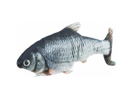 Ryba jako živá, mrskající se, s catnipem, látka, 30cm (RP 2,90 Kč)