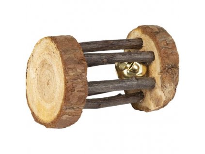 Spielzeug nagen. Holzrolle mit Glöckchen 5x7cm Flamingo