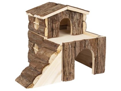 Naturalny drewniany domek Dom Keldry 25,5x22x20cm Flamingo