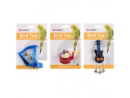 Plastic bird toy "musical instruments" mix of species, Flamingo