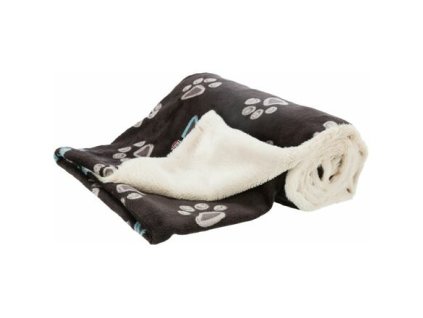 JIMMY plush soft blanket, double-sided, taupe-gray with paws/cream
