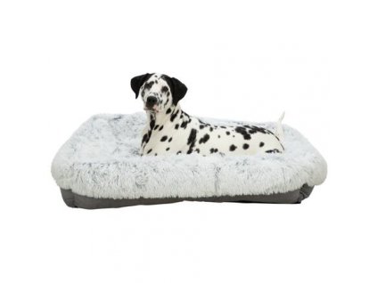 Rectangular bed HARVEY, long-haired plush/suede, gray