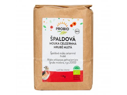 VÝPRODEJ!!!Mouka špaldová celozrnná hrubě mletá 1 kg BIO PROBIO