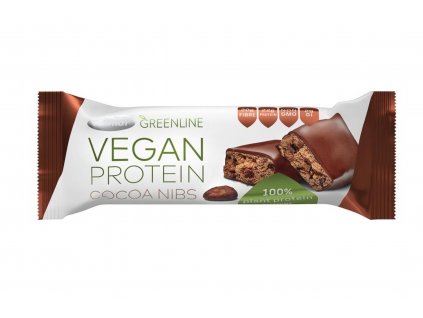 Tyčinka proteinová vegan Green line - kakaové boby - Tekmar 40g  + Při koupi 12 a více kusů 3% Sleva