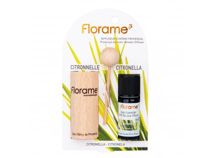 Difuzér provensálský dřevěný + éterický olej Citronela 10 ml BIO FLORAME