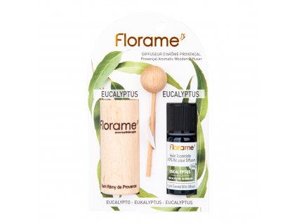 Difuzér provensálský dřevěný + éterický olej Eukalyptus 10 ml BIO FLORAME