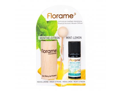 Provenzalischer Holzdiffusor + ätherisches Öl Minze-Zitrone 10 ml BIO FLORAME