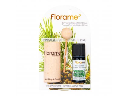 Difuzér provensálský dřevěný + éterický olej Borovice 10 ml BIO FLORAME