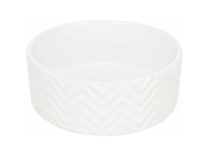 Bol ceramic, zimtat, alb
