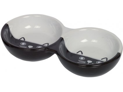 Nobby keramická dvojmiska pre mačky čiernobiela 22 cm