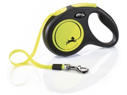 Smycz taśmowa Flexi NEW NEON M żółta 5m do 25kg