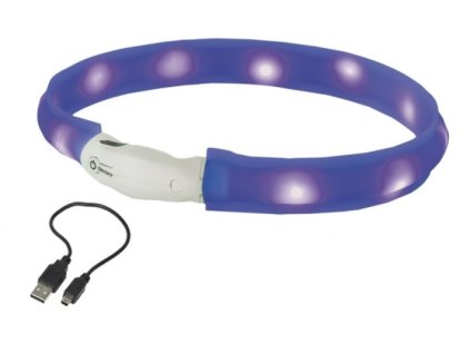 Nobby LED plochý svítící obojek pro psy modrý L 70cm