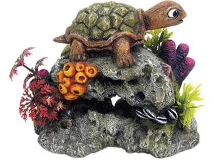 Nobby aquarium decoration turtle on rock 13.5 x 8.5 x 10.7 cm