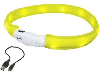 Nobby LED plochý svítící obojek pro psy žlutý L 70cm